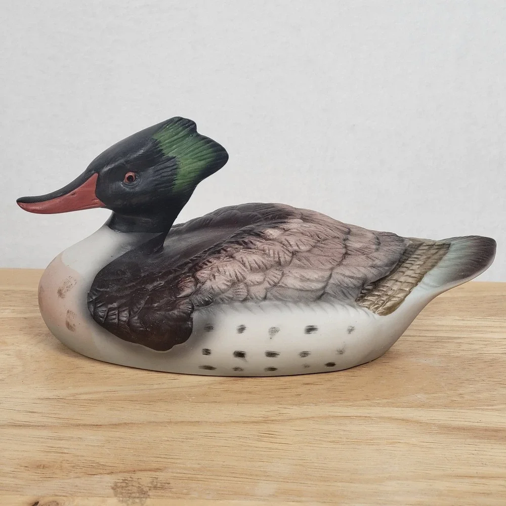 Vintage Sigma the Tastesetter Ceramic Merganser Duck Decoy Figurine Rustic Cabin